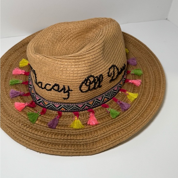 Betsey Johnson Vacay All Day Straw Hat with tassels - Picture 4 of 9